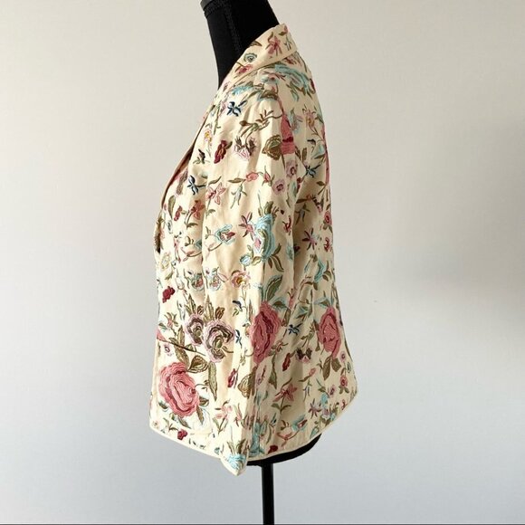 Vintage Coldwater  Creek Silk Floral Embroidery Blazer - Picture 2 of 16